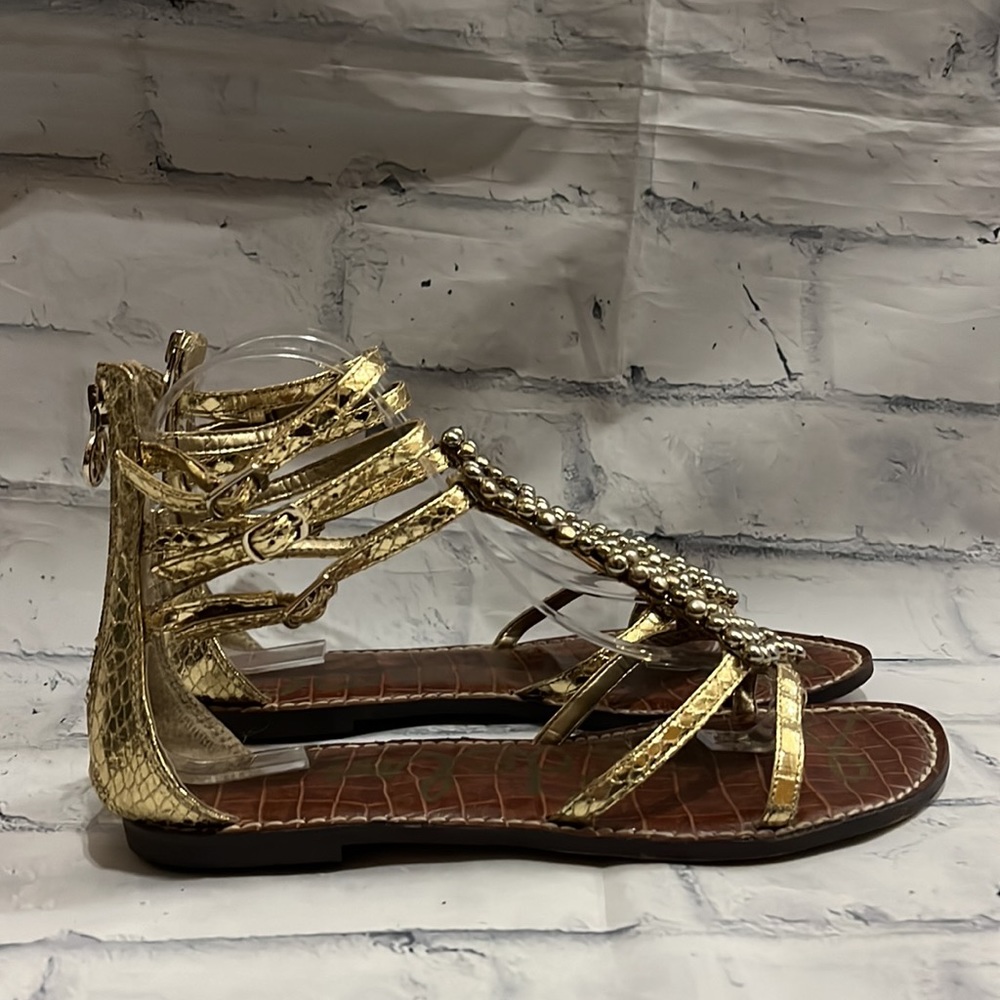 Sam Edelman Gold Strappy Beaded Gladiator Sandals